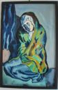 Kopie frei nach Picasso, Gemälde aus der Blaue Periode, Ölgemälde auf Leinwand, ca. 65 X 100 cm, 1980